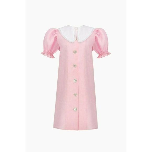 Sleeper Womens Marie Linen Dress Large Pink - Picture 1 of 16
